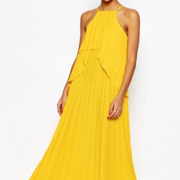 asos yellow long dress